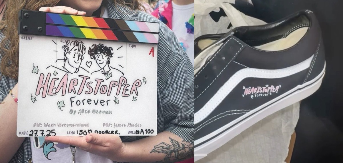 Heartstopper Forever Title Clapperboard and Shoe