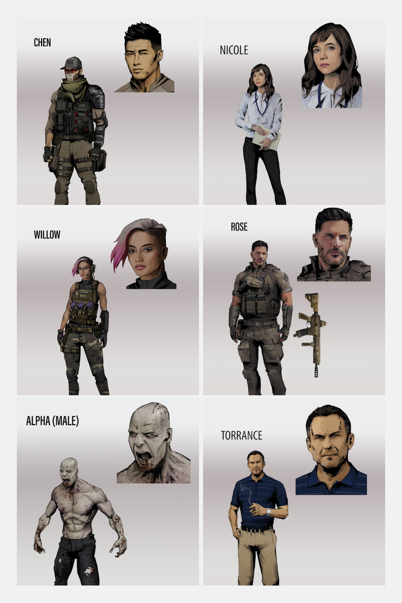 Character Designs for Army of the Dead Lost Vegas