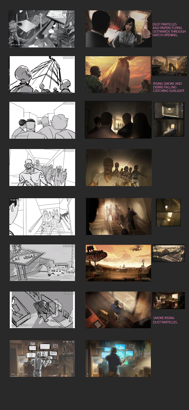 Storyboard and Lighting Concept for Army of the Dead Lost Vegas
