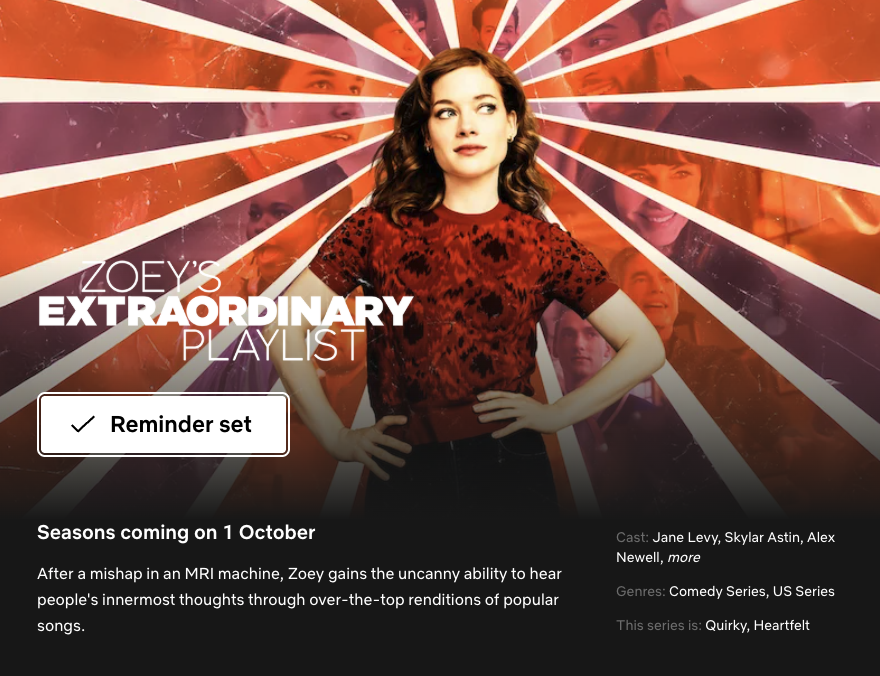 Zoey’s Extraordinary Playlist coming to Netflix screenshot
